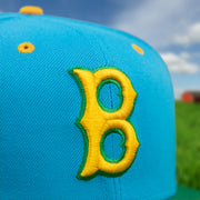 Close up of the Boston Red Sox logo on the Boston Red Sox Cooperstown "Ice Cream Pack" 1946 All Star Game Side Patch 59Fifty Fitted Cap | nohiosafariclub Exclusive