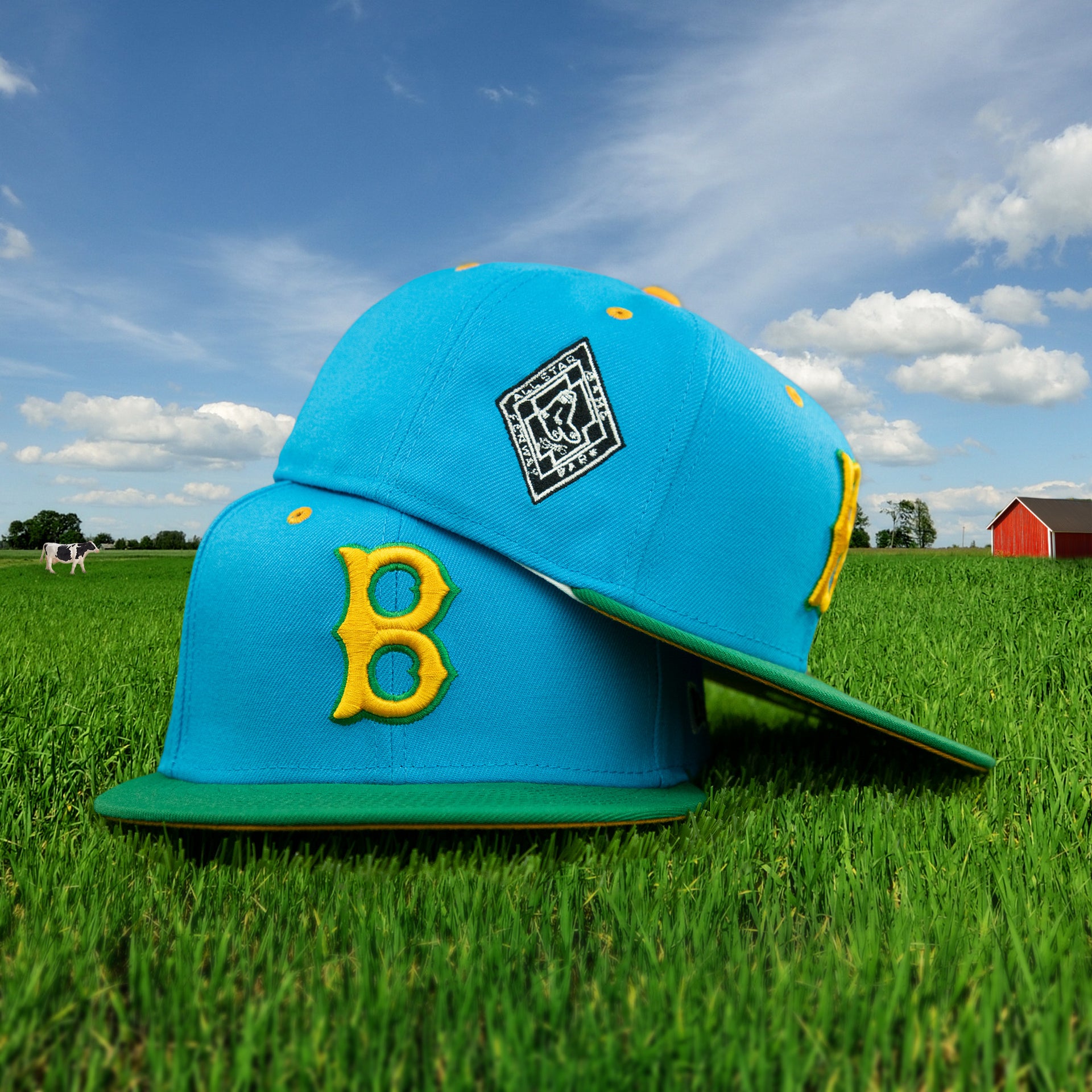 Wearer's right and front of the Boston Red Sox Cooperstown "Ice Cream Pack" 1946 All Star Game Side Patch 59Fifty Fitted Cap | nohiosafariclub Exclusive