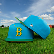 Wearer's left and front of the Boston Red Sox Cooperstown "Ice Cream Pack" 1946 All Star Game Side Patch 59Fifty Fitted Cap | Cap Swag Exclusive