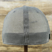 The backside of the OCNJ Ocean City 1879 Sunset Wave Logo Mesh Stretch FIt Hat | Dark Green And Dark Grey Stretch Fit Hat