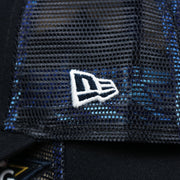 The New Era logo on the Boston Red Sox Metallic All Star Game MLB 2022 Side Patch 9Forty Mesh Trucker | ASG 2022 Navy Blue Trucker Hat