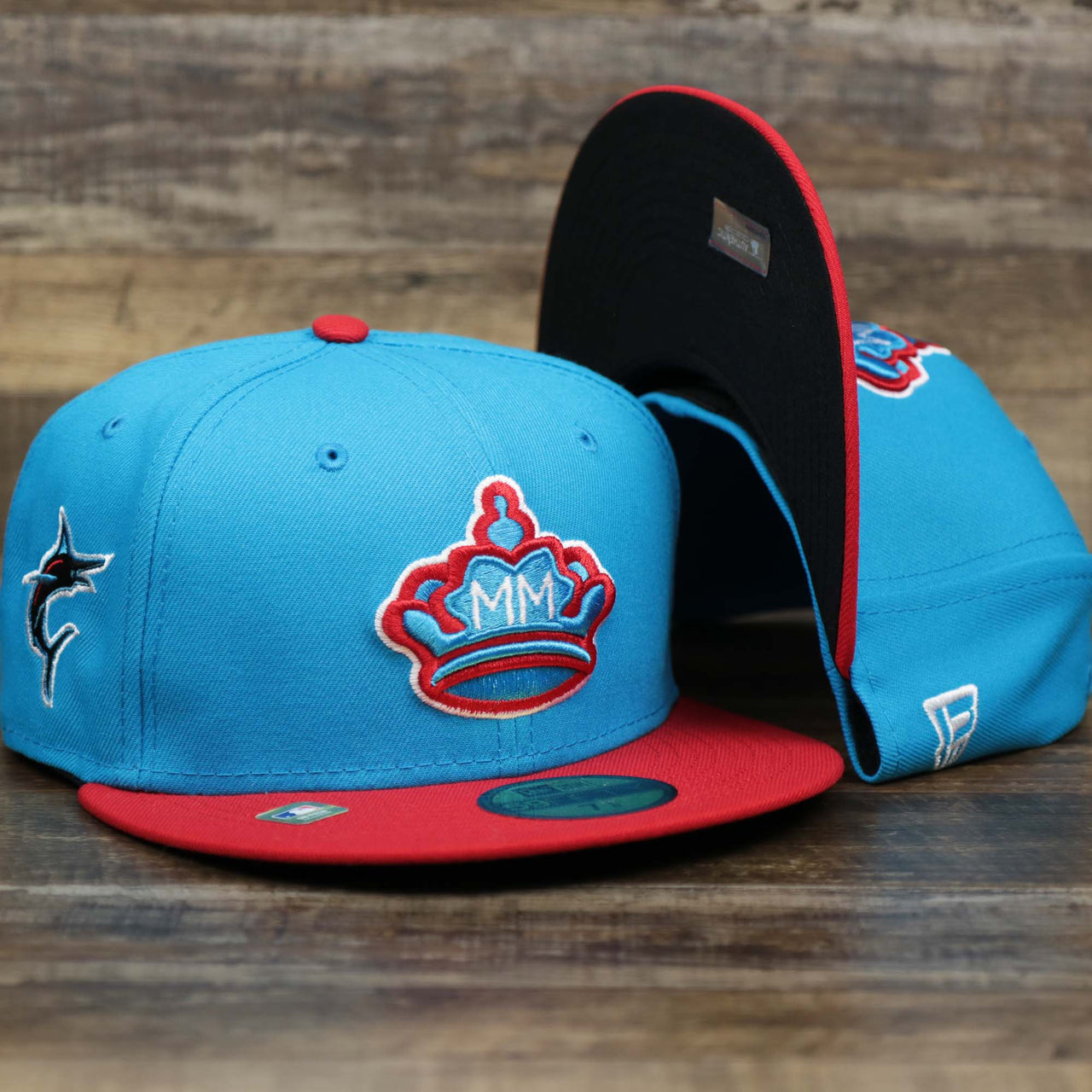 The Miami Marlins MLB City Connect 2021 On-Field Side Patch 59Fifty Fitted | Blue