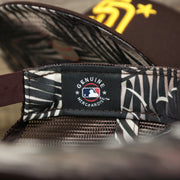 The MLB Merchandise Tag on the San Diego Padres Metallic All Star Game MLB 2022 Side Patch 9Fifty Mesh Snapback | ASG 2022 Brown Trucker Hat