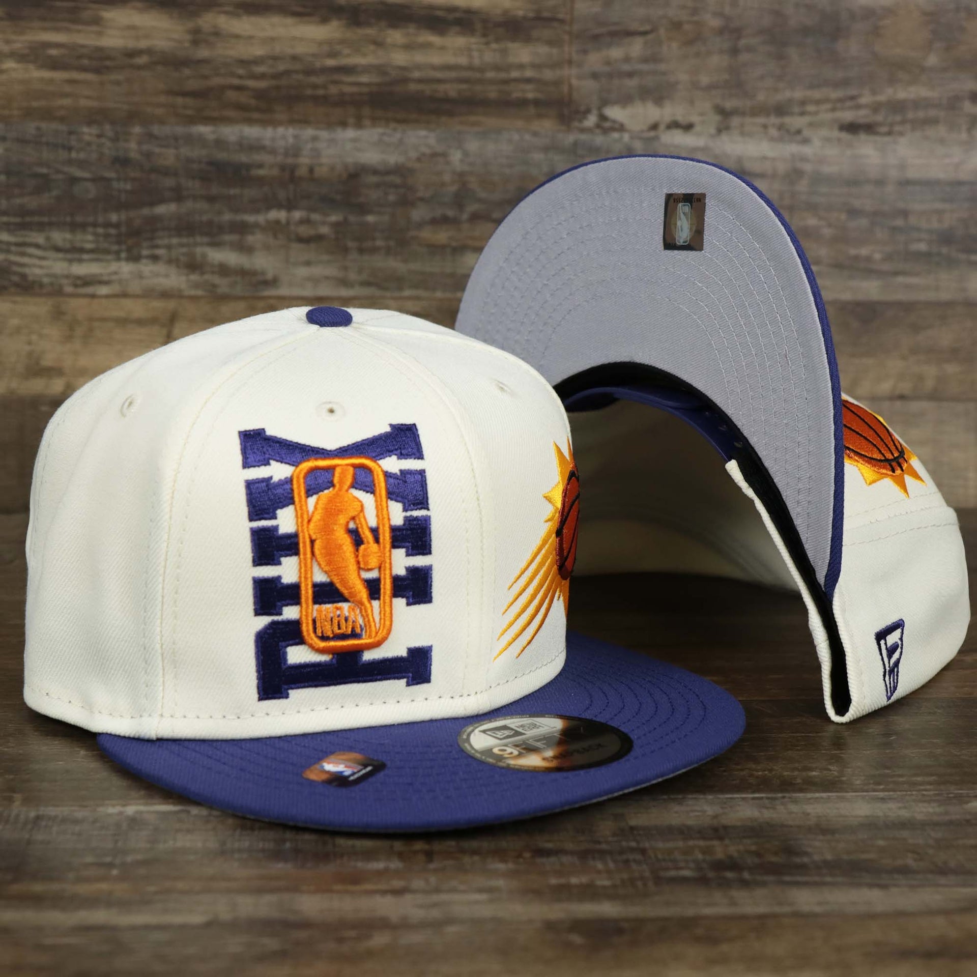 The Phoenix Suns NBA 2022 Draft Gray Bottom 9Fifty Snapback | New Era Cream/Purple