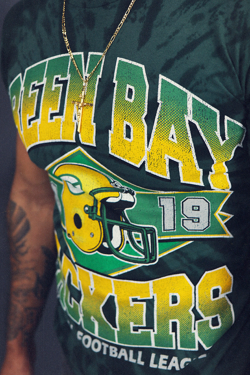 Green Bay Packers 1919 Vintage 90s Washed Print Tie Dye T-Shirt