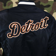 The Detroit Tigers MLB Patch Alpha Industries Reversible Bomber Jacket With Camo Liner | Navy Blue Bomber Jacket