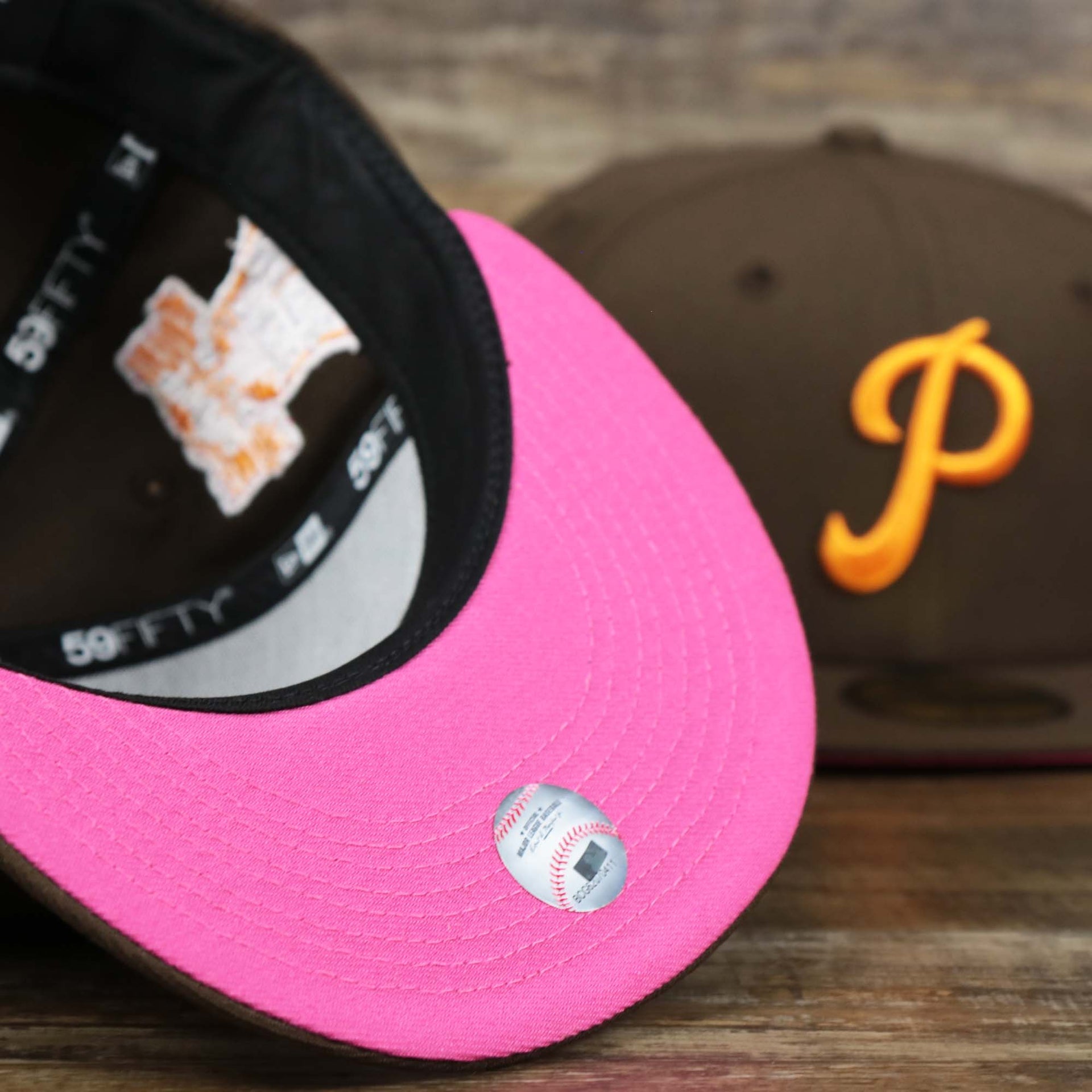 The undervisor on the Cooperstown Philadelphia Phillies Coffee Shop 1952 All Star Game Liberty Bell Side Patch 59Fifty Fitted Cap | Donut Pack Walnut 59Fifty