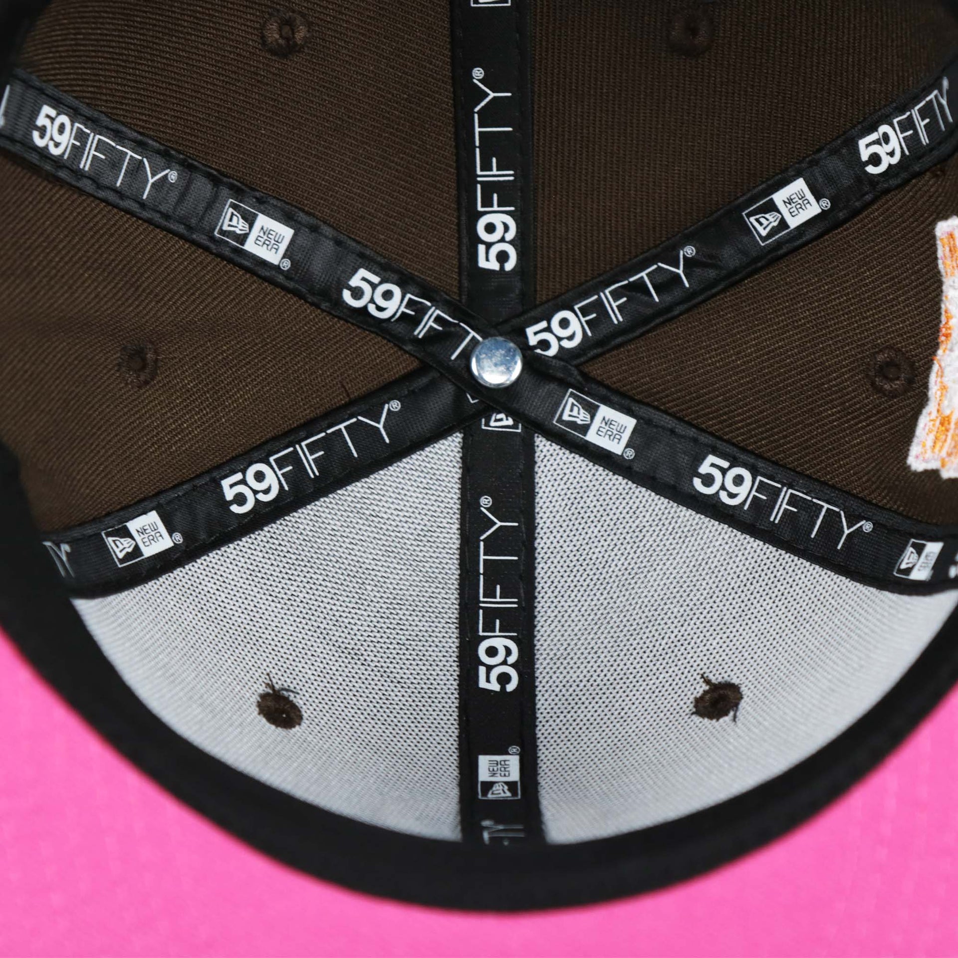 The Cooperstown Collection Tag and New Era Tag on the Cooperstown Philadelphia Phillies Coffee Shop 1952 All Star Game Liberty Bell Side Patch 59Fifty Fitted Cap | Donut Pack Walnut 59Fifty