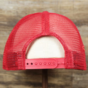 The backside of the Washington Nationals Metallic All Star Game MLB 2022 Side Patch 9Fifty Mesh Snapback | ASG 2022 Red Trucker Hat