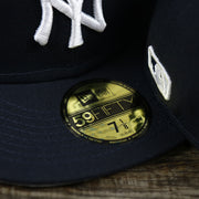 The 59Fifty Sticker on the New York Yankees Lady Liberty Side Patch Gray Bottom 59Fifty Fitted Cap | Navy Blue 59Fifty Cap