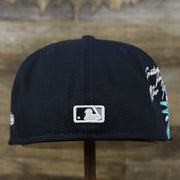 The backside of the New York Yankees Lady Liberty Side Patch Gray Bottom 59Fifty Fitted Cap | Navy Blue 59Fifty Cap
