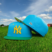 Wearer's left and front of the New York Yankees Cooperstown "Ice Cream Pack" 1952 World Series Side Patch 59Fifty Fitted Cap | Cap Swag Exclusive