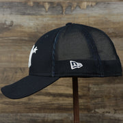 The wearer's left on the New York Yankees Metallic All Star Game MLB 2022 Side Patch 39Thirty Mesh FlexFit Cap | ASG 2022 Navy Blue 39Thirty Cap