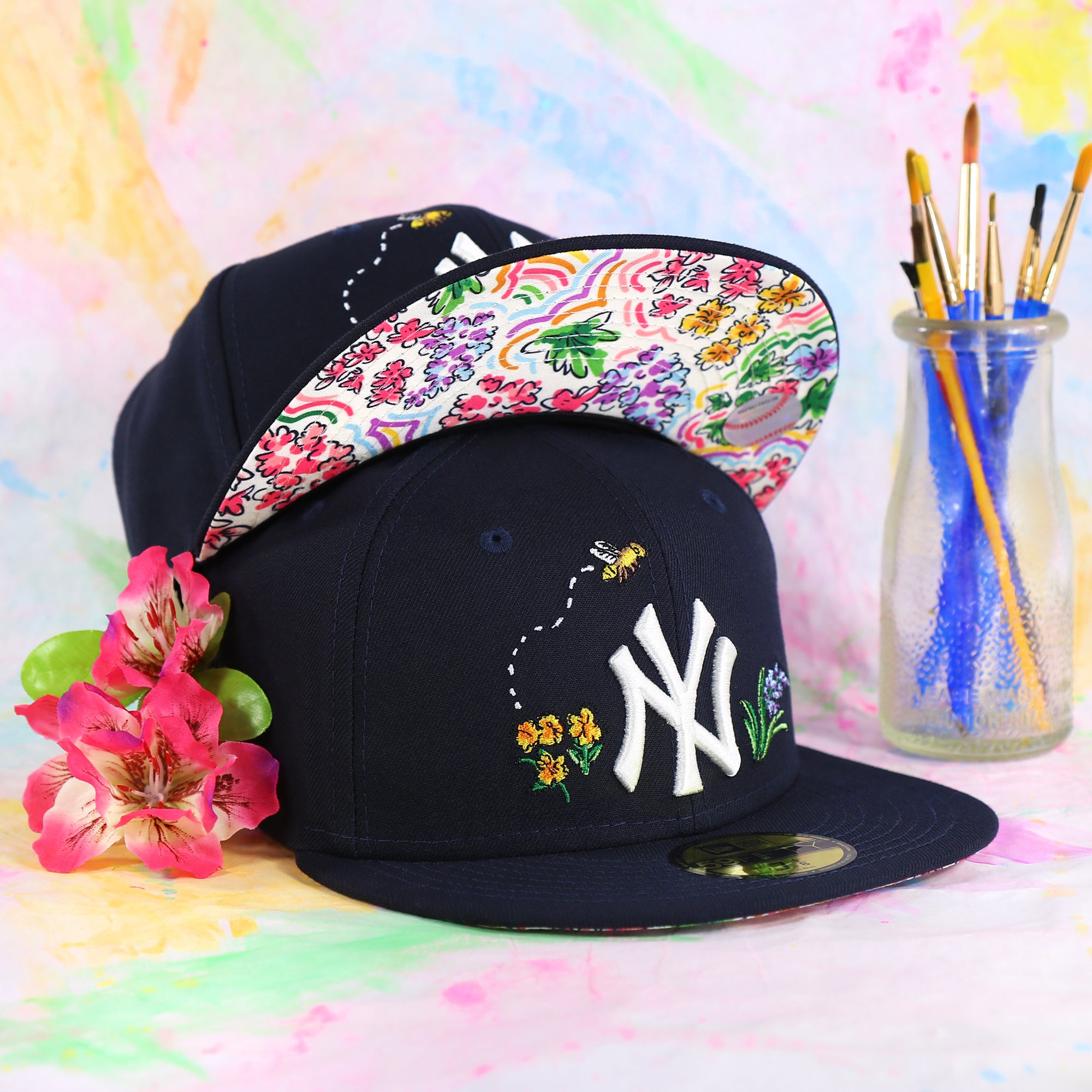 59FIFTY NEW YORK YANKEES WATERCOLOR FLORAL FITTED CAP NAVY