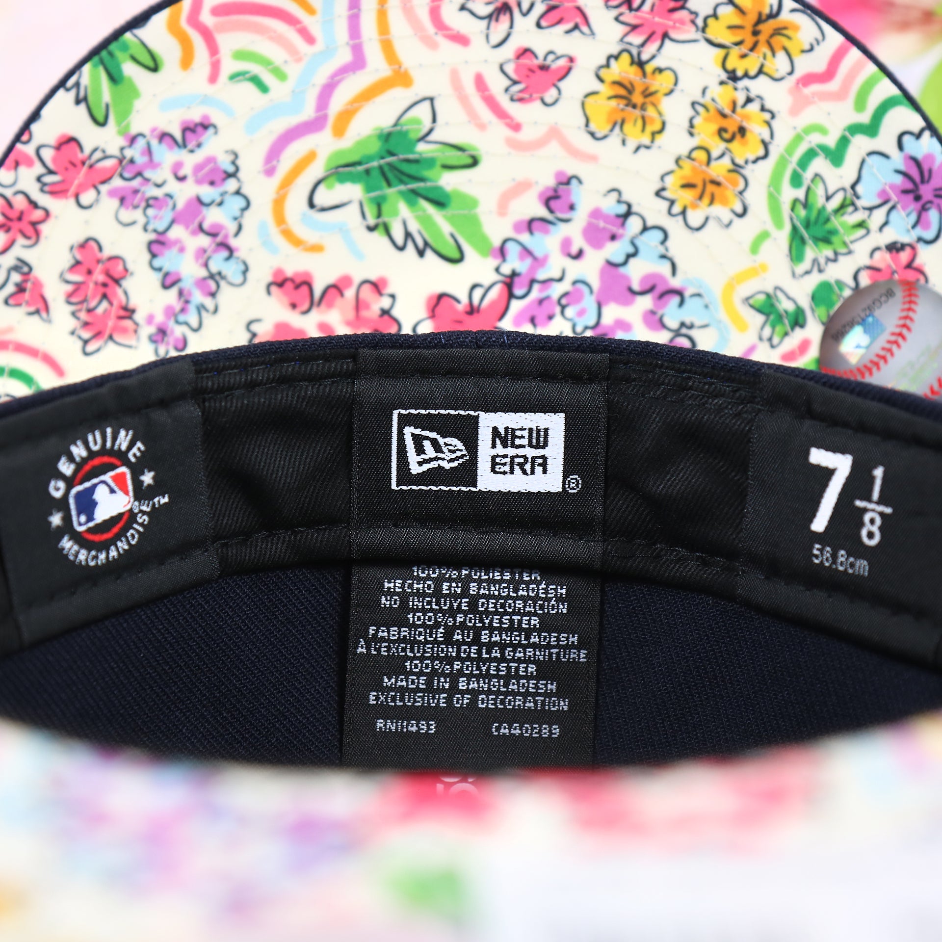 New York Yankees Floral Print Undervisor Spring Embroidery 59Fifty Fitted Cap | Navy Blue 59Fifty Cap