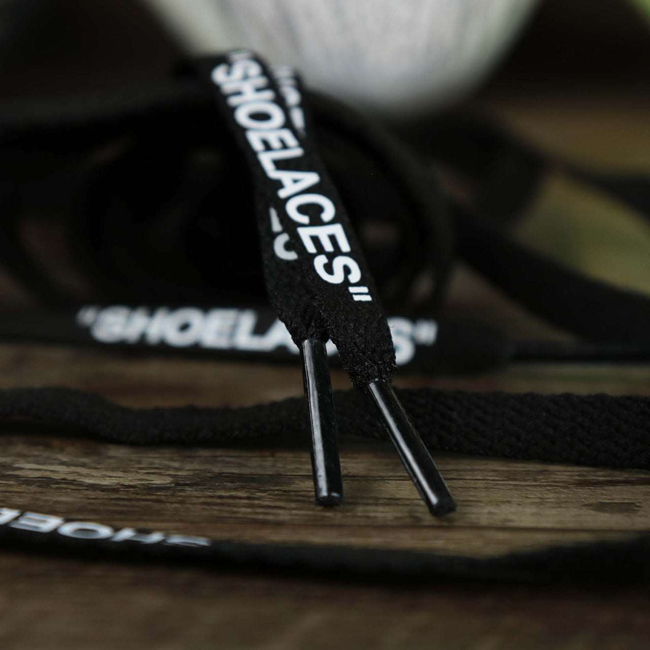 The Black Agkets on the Flat Black Shoelaces with “Shoelaces” Print | 120cm Capswag