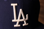 The dodgers logo is white Dodgers Gray Bottom Fitted Cap | Los Angeles Dodgers Grey Bottom Royal Blue Fitted Hat