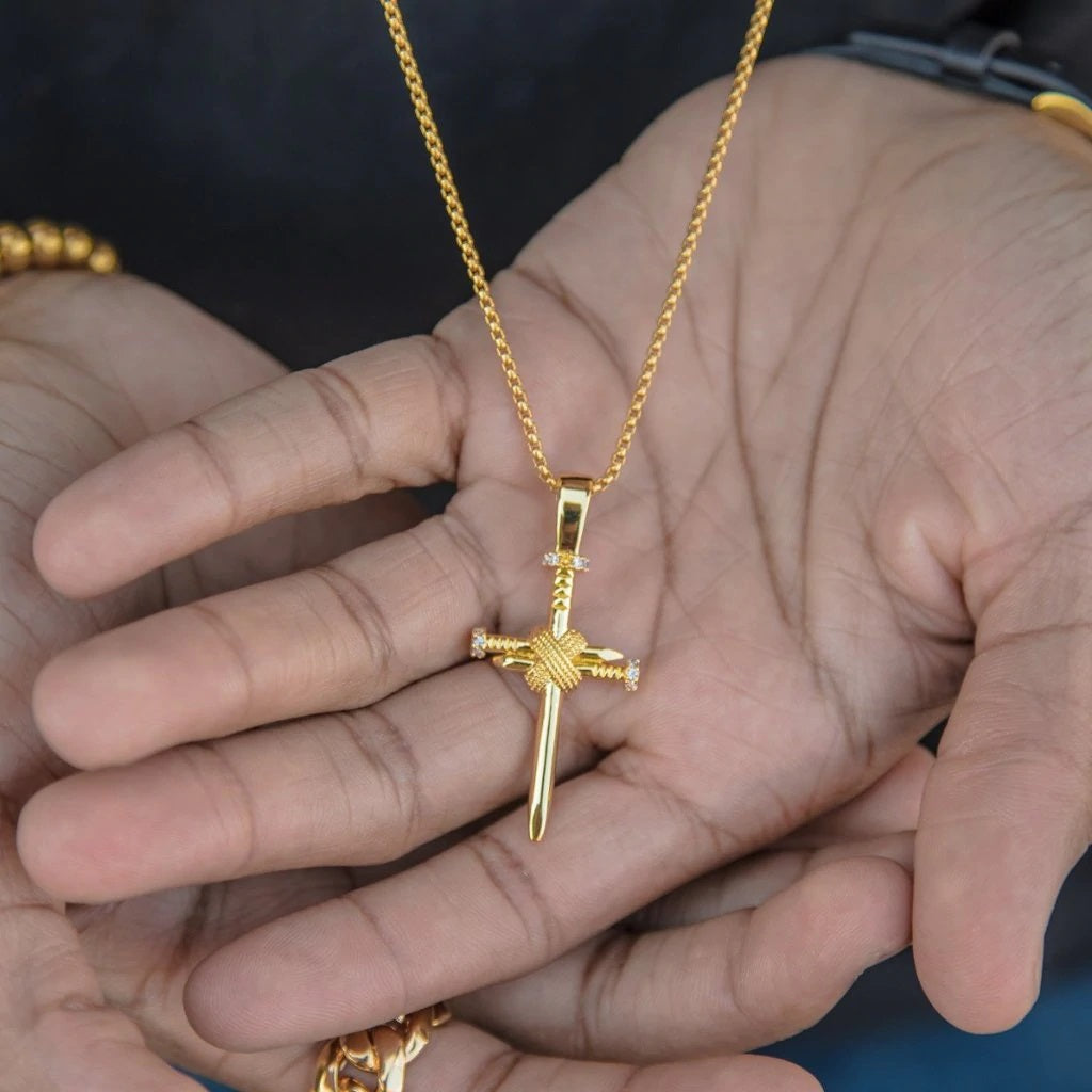The 18K Gold Plated Nail Cross Pendant | Golden Gilt