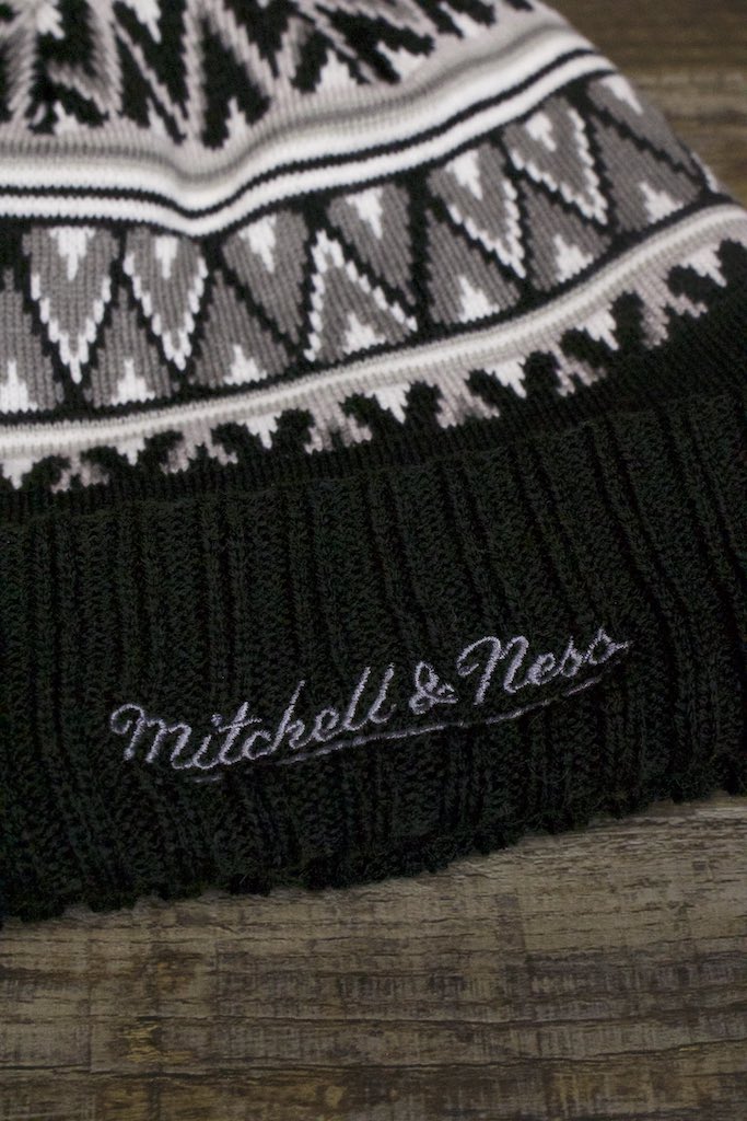 Kings beanie | Los Angeles Kings "Ugly Sweater" Pattern Mitchell and Ness Winter Pom Beanie