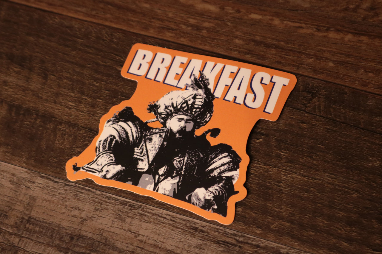 Kelce Breakfast Sticker | Jason Kelce Breakfast Orange Sticker the front of this sticker has the Jason Kelce breakfast design
