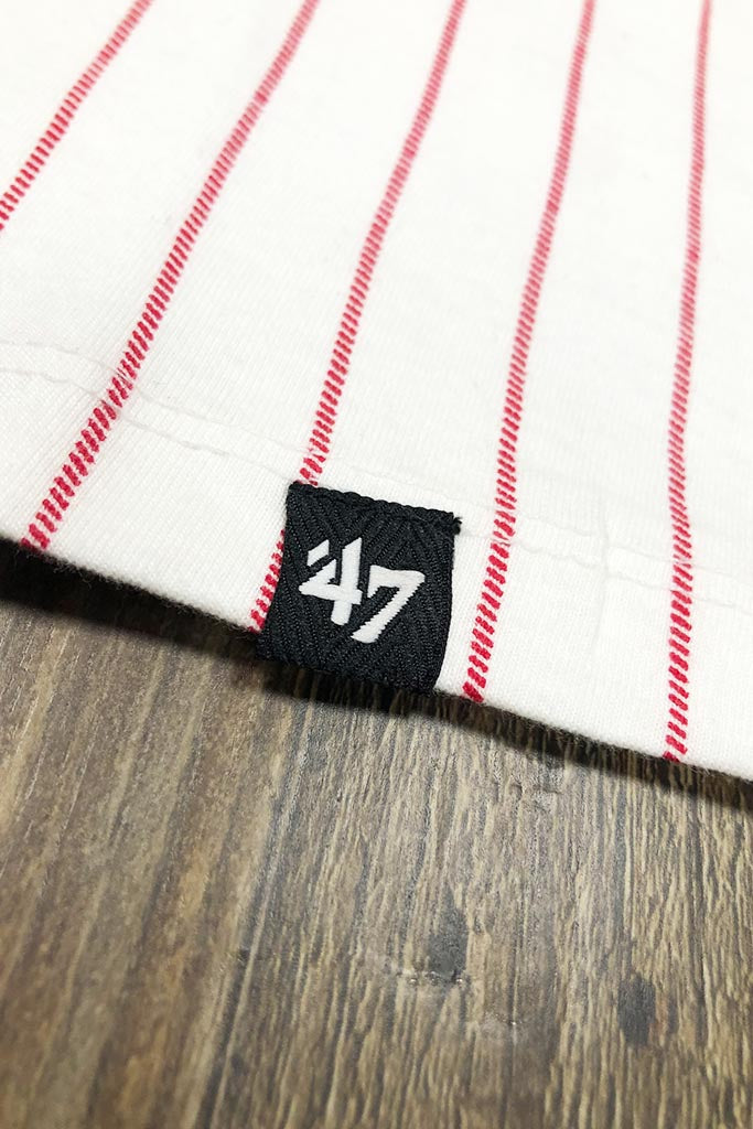 Phillies Vintage T-Shirt | Philadelphia Phillies Retro White 3/4 Sleeve | Phillies Throwback White/Red Pinstriped 3/4 Sleeve Shirt 47 shot