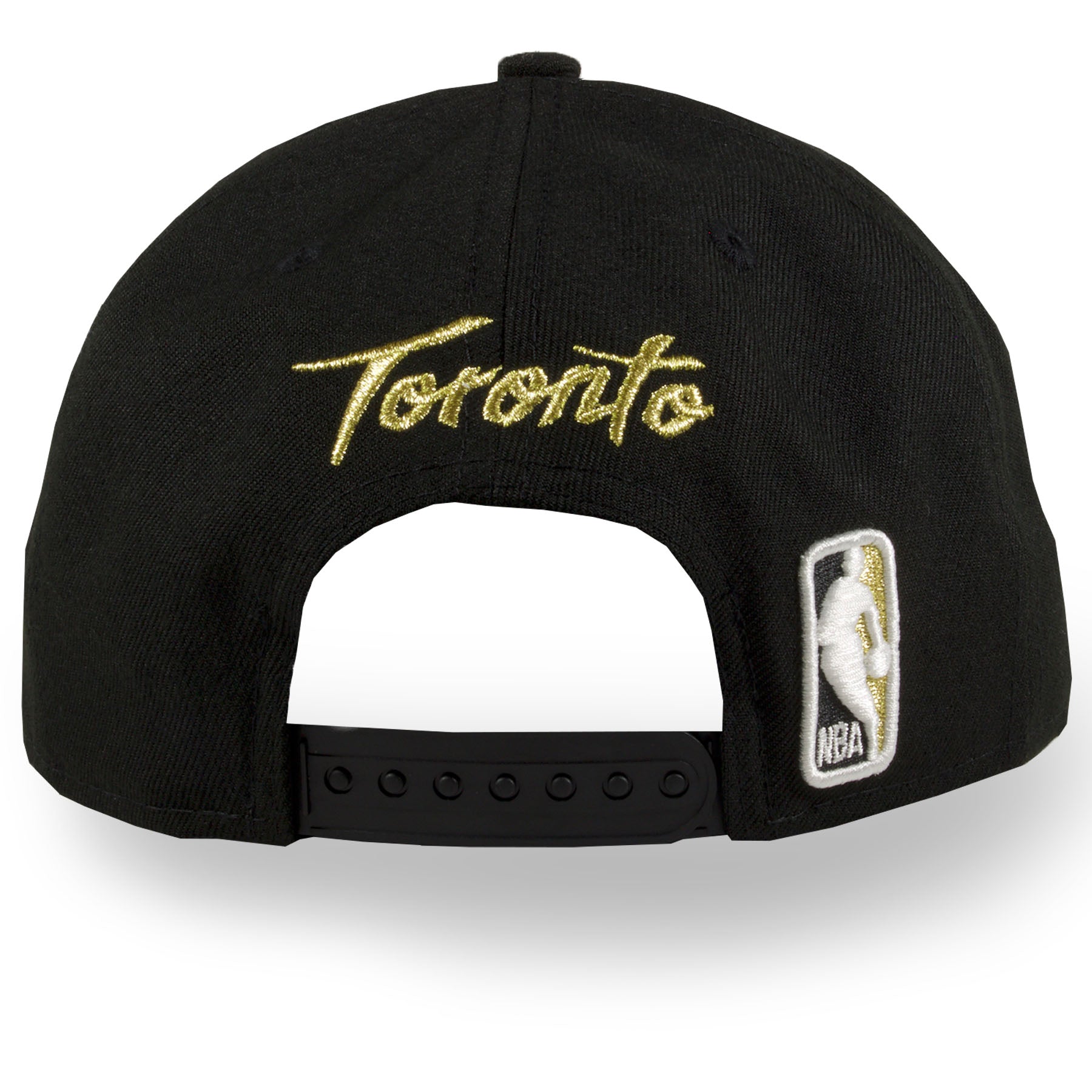 wearers back of Raptors Black snapback | Toronto Raptors 2019 Nba city series metallic leaf black 950 snapback