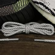 The 3M Reflective White/Gravel Solid Shoelaces with White/Gravel Aglets | 120cm Capswag