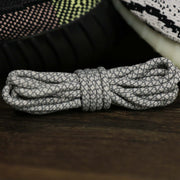 The 3M Reflective White/Gravel Solid Shoelaces with White/Gravel Aglets | 120cm Capswag folded