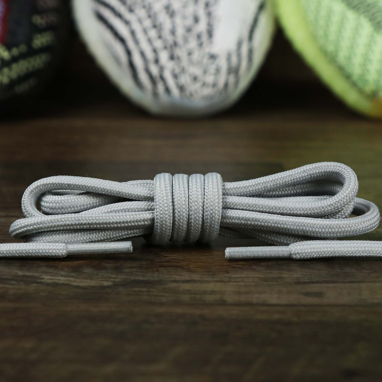 The Solid Rope Gravel Shoelaces with Gravel Aglets | 120cm Capswag folded up
