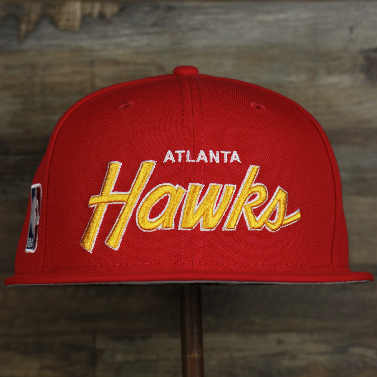 Atlanta Hawks NBA Script Up Side Patch 9Fifty Snapback with Gray Undervisor | Red OSFM