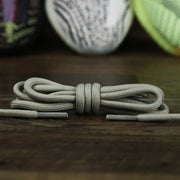 The  Solid Rope Light Grey Shoelaces with Light Grey Aglets | 120cm Capswag unfolded