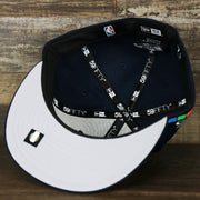 Grey under visor of the Philadelphia 76ers 2021 Retro Spectrum City Edition Gray Bottom 59Fity Fitted Cap | Navy
