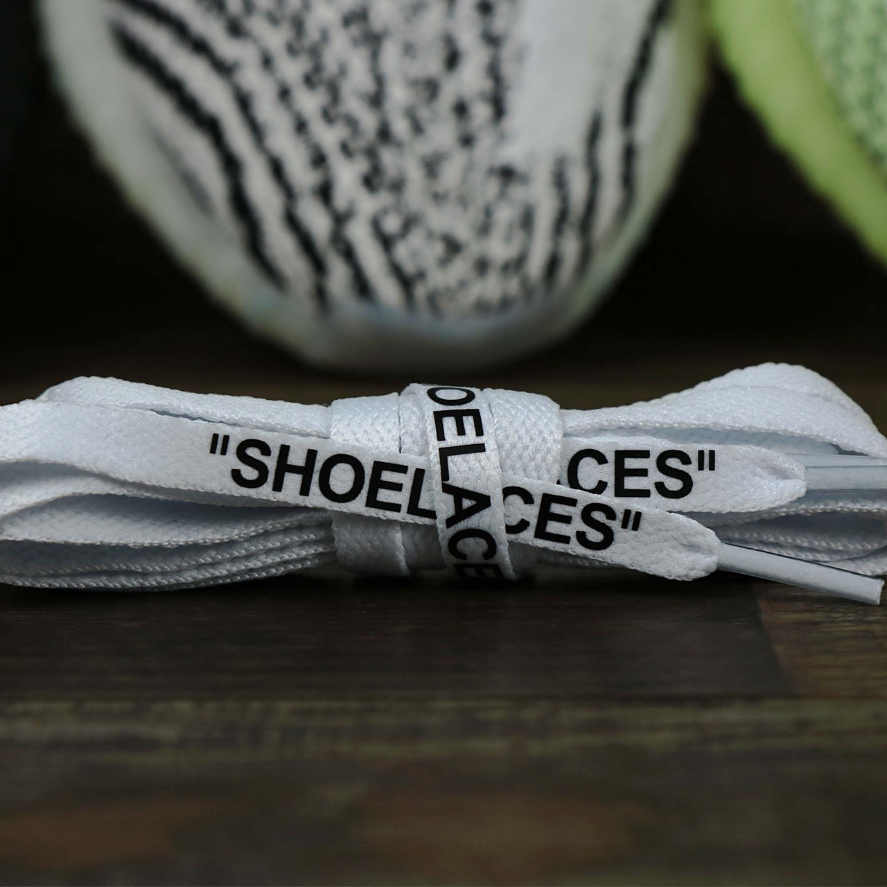 The Flat White Shoelaces with “Shoelaces” Print | 120cm Capswag