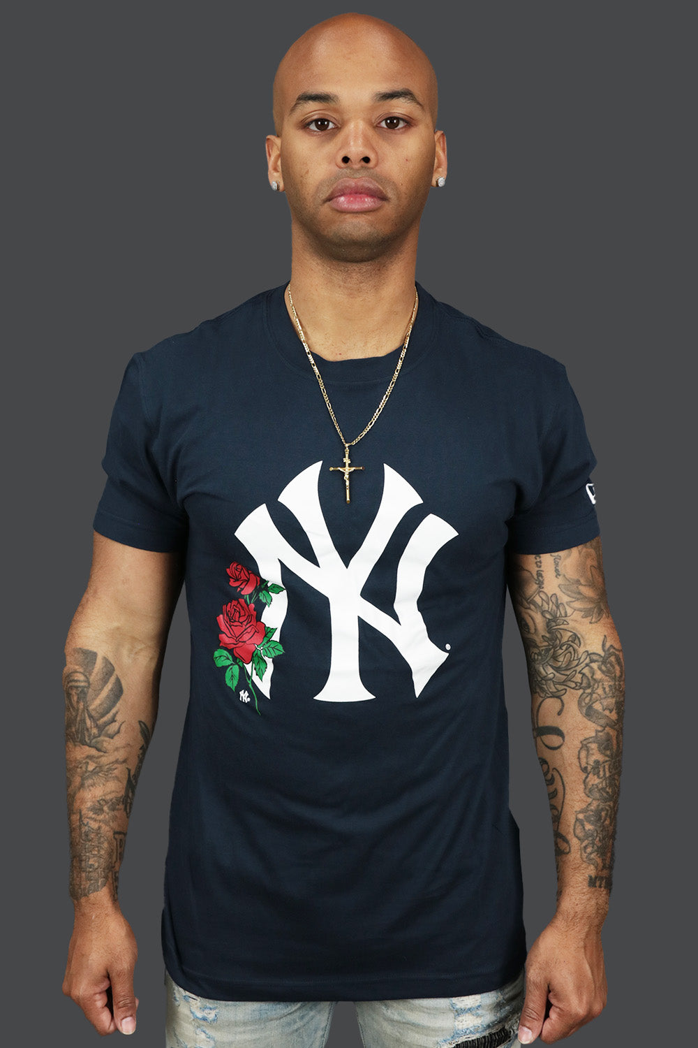 New Era New York Yankees State Flower T-Shirt: Navy