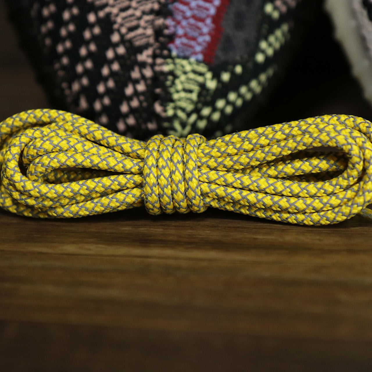The 3M Reflective Yellow Solid Shoelaces with Yellow Aglets | 120cm Capswag folded up