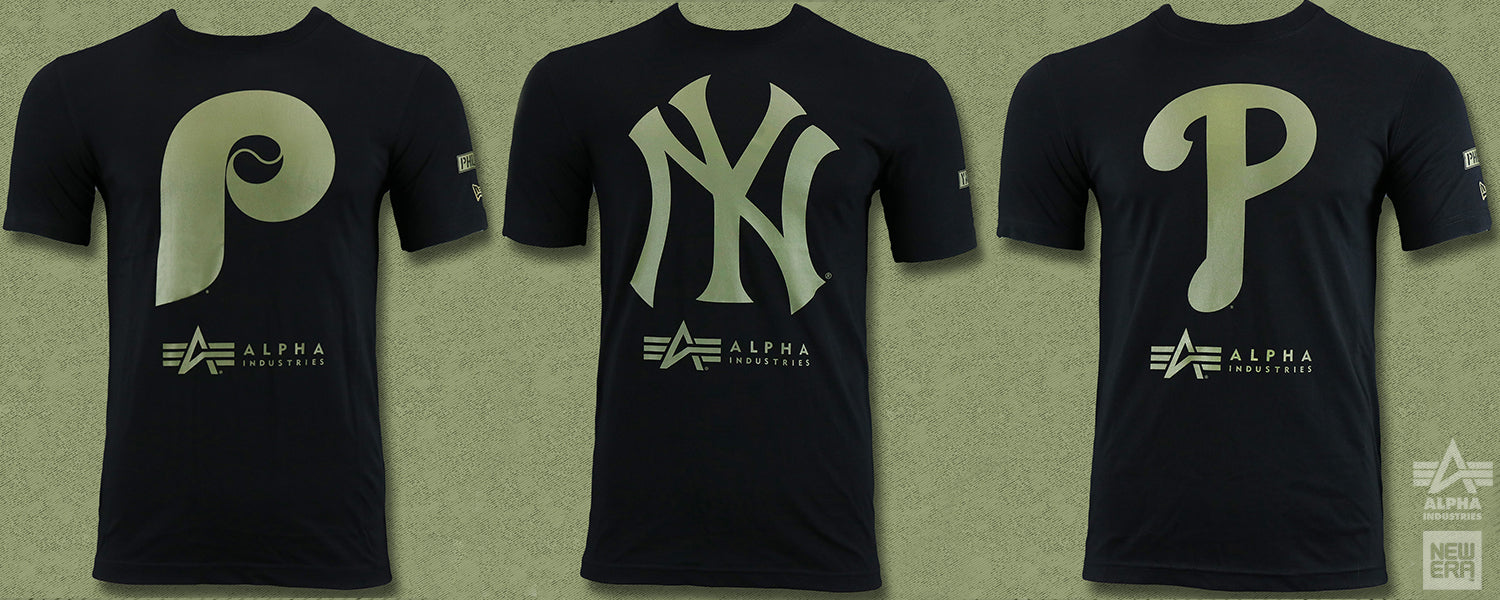 Alpha Industries MLB Armed Forces Hoodies | Alpha Industries X New Era Sports Unite Us Graphic Tees | Army Green Printed MLB Alpha Industries Sports Unite Us T-Shirt