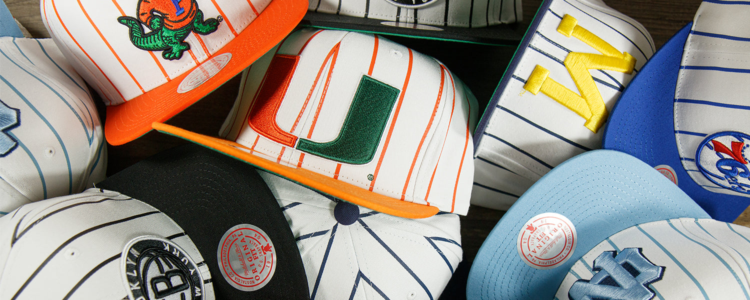 Vintage Pinstripe Baseball Hats | Mitchell and Ness Pinstripe Snapback Hats