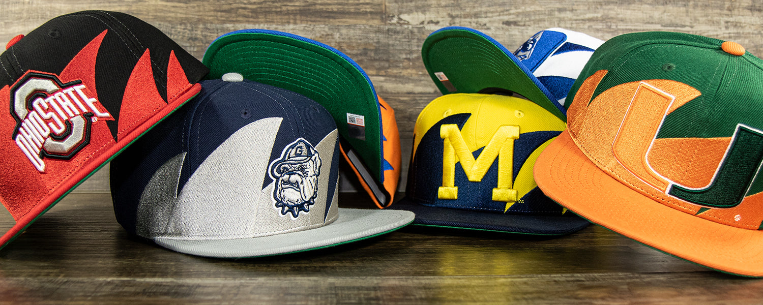 Mitchell and Ness Sharktooth NCAA Retro Snapbacks | Mitchell & Ness Sharktooth College Vintage Snapback Caps