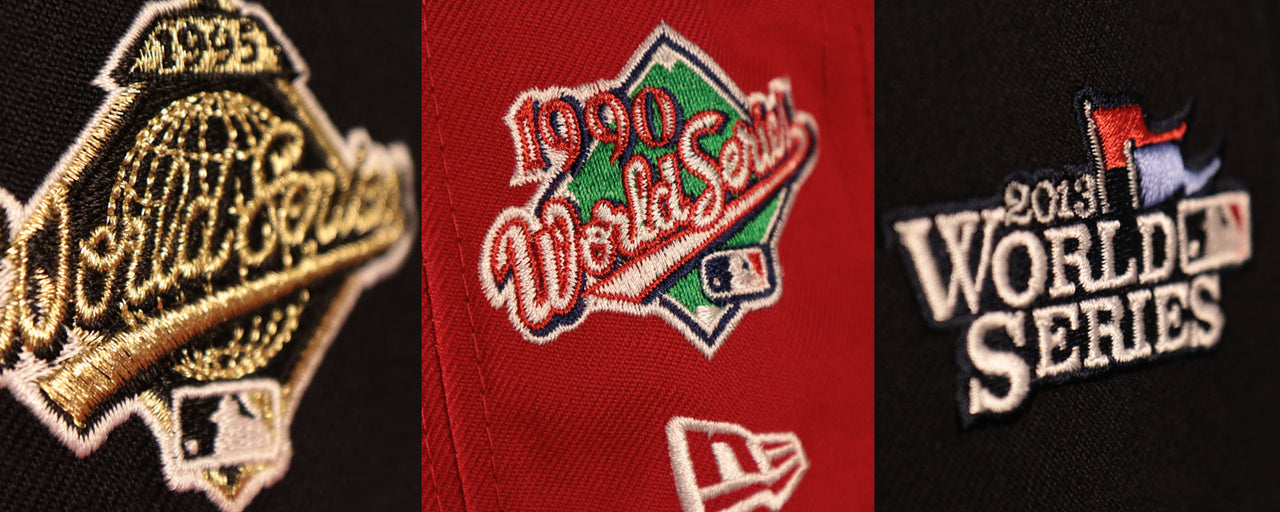 All Over World Series Side Patch Champion Script Gray Bottom 59Fifty Fitted Caps
