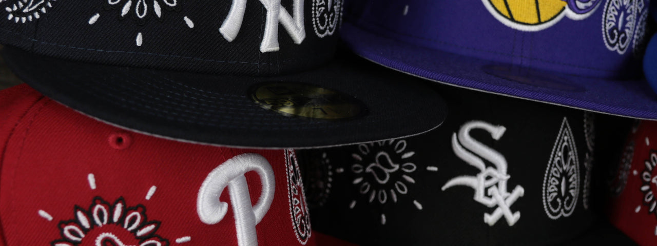 All Over Paisley Bandana 59Fifty Fitted Caps | Bandana Patch Grey Bottom Fitted Hat