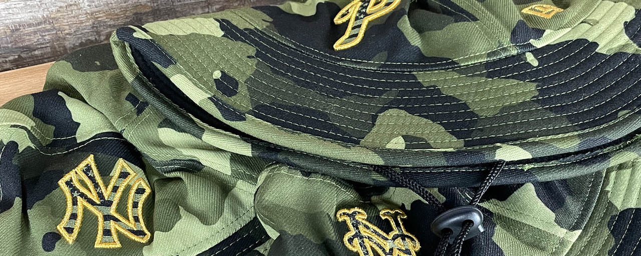 2022 MLB Armed Forces Bucket Hats | MLB Memorial Day Boonie Hat | Memorial Day Bucket Hat with Side Patches