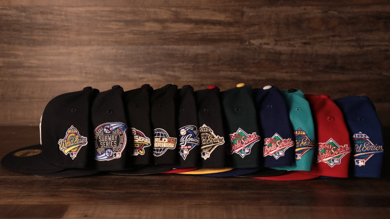 Grey Bottom MLB Fitted Cap | MLB World Series On-Field Side Patch Gray Under Brim Fitted Hat