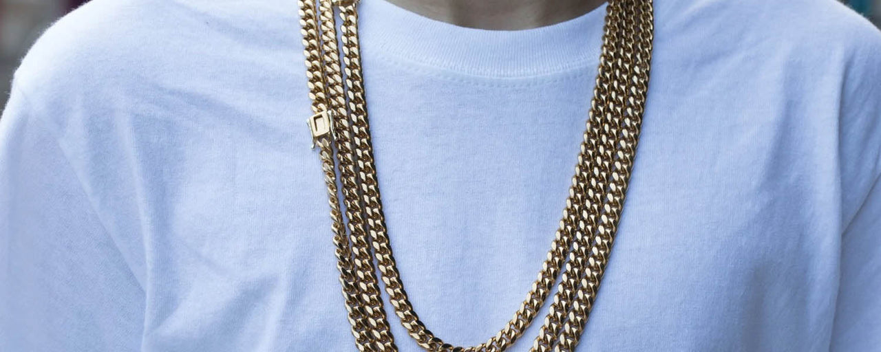 Miami Cuban 18K Plated Gold Necklace | Gold Plated Miami Cuban Necklace | Miami Cuban Ion Plated Gold Necklaces