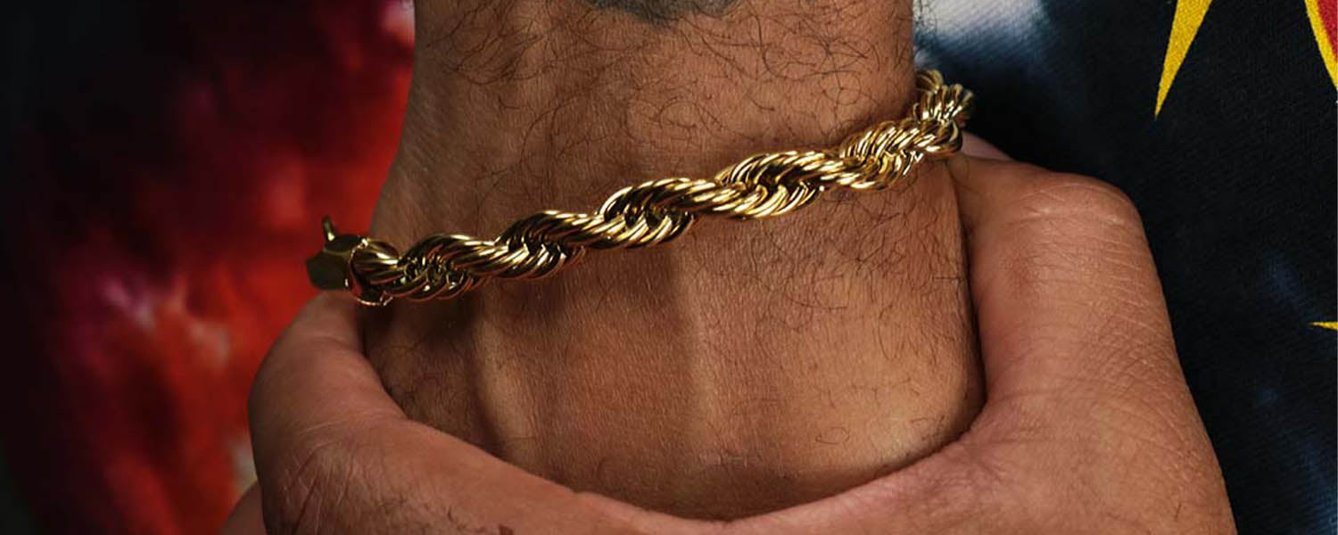 18K Plated Gold Rope Chain Bracelets | Rope Gold Plated Bracelets | Rope Plated 18K Gold Bracelets