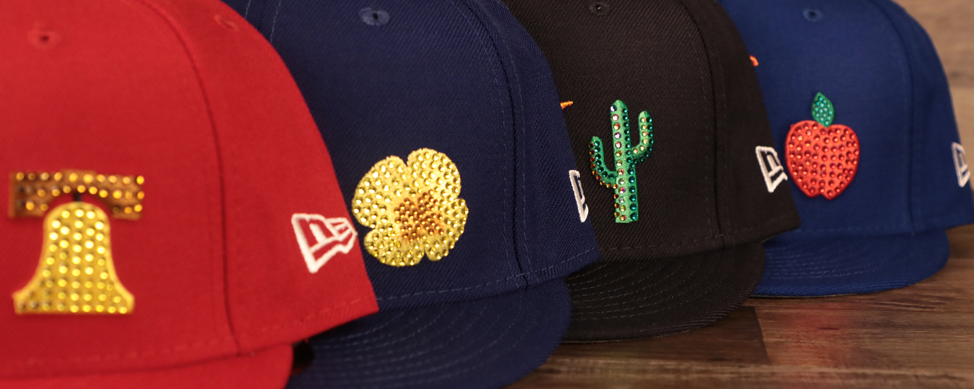 Iced Out All Over Side Patch Fitted Caps | MLB Crystal Patch Fitted Caps