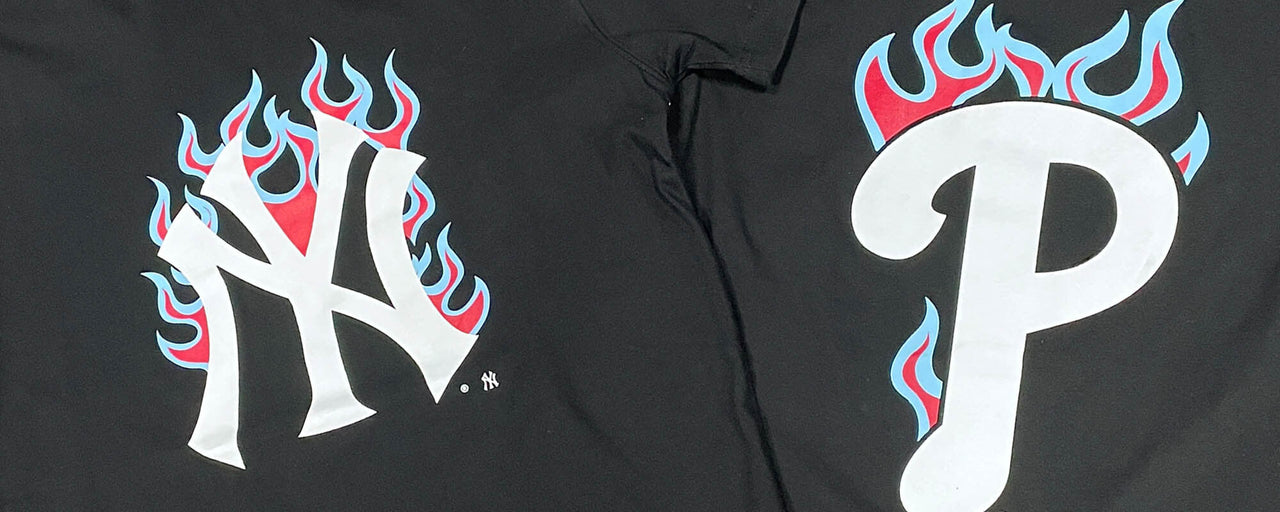 Flame Logo Cap Collection | New Era Flame Logo 59Fifty Icy Blue Bottom Fitted Caps & Matching Clothing