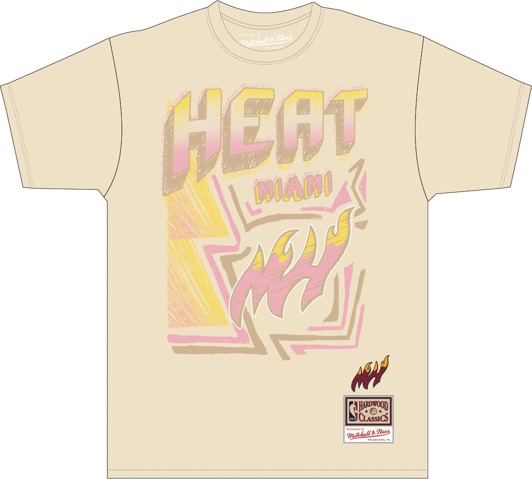 Miami Heat Hardwood Classics Sidewalk Sketch | Off-White T-shirt