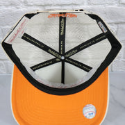 mitchell and ness taping on the San Francisco Giants Cooperstown Evergreen Pro Orange bottom | Off White Trucker Hat