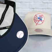 navy bottom on the New York Yankees Cooperstown Evergreen Pro Navy bottom | Off White Trucker Hat