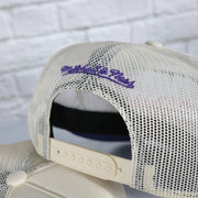 mitchell and ness logo on the Arizona Diamondbacks Cooperstown Evergreen Pro Purple bottom | Off White Trucker Hat